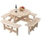 Gardenised Outdoor Round Picnic Table with Bench, 8-Person, Natural Wood QI003903.N - alternate 8